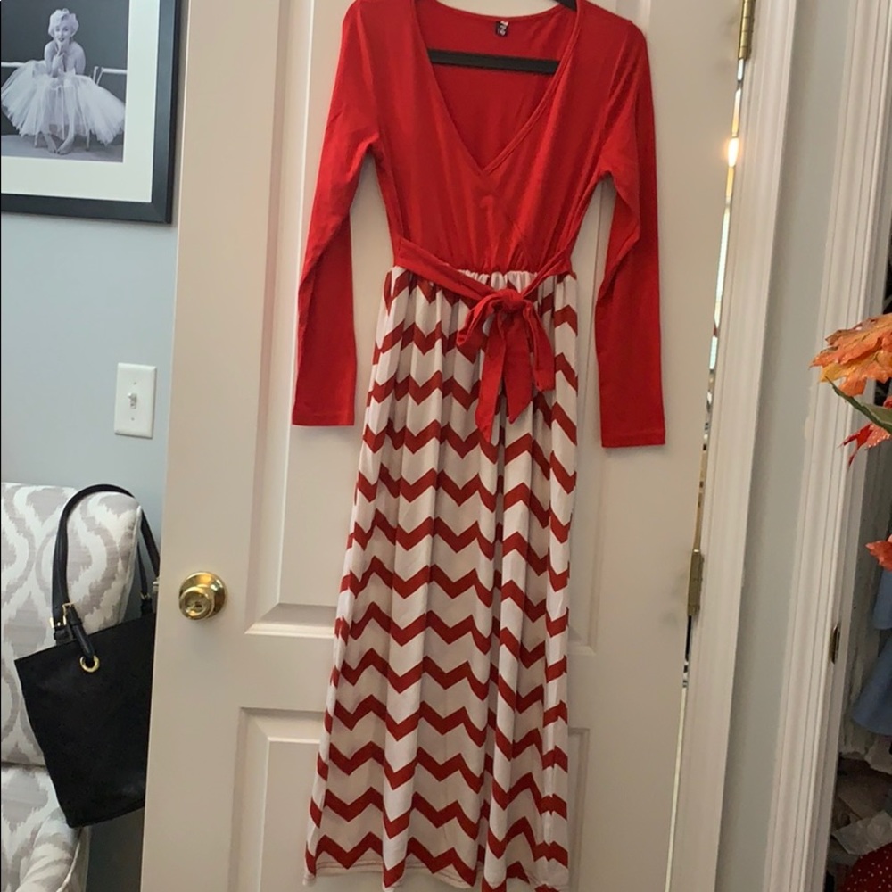 Red and white dress